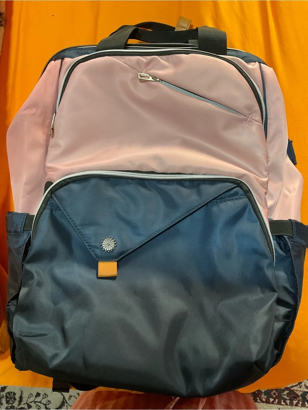 Navy and Pink Travel Backpack - Unbranded